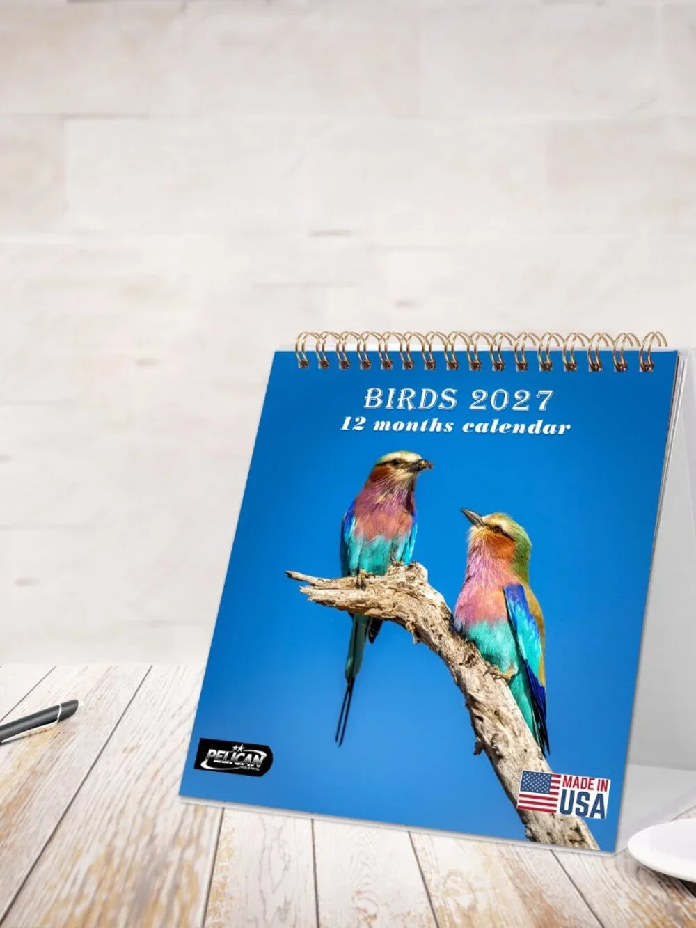 Share 2027-12 Months Desk Calendar Desktop Planner with To-Do List (Birds)